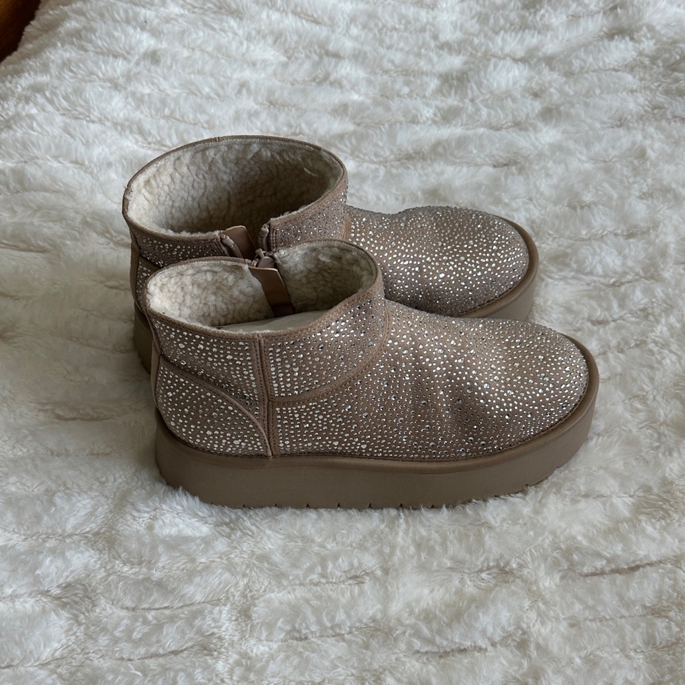 wild fable Taupe Crystal-Embellished Platform Ankle Boots - Picture 2 of 5